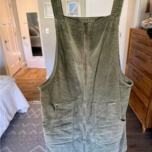 She + Sky Olive Green Corduroy Pinafore Mini Dress